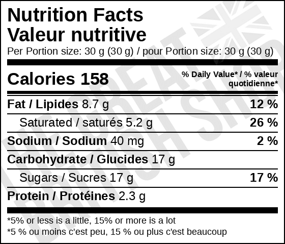 Galaxy Ripple - 3 Pack nutrition facts label / valeur nutritive