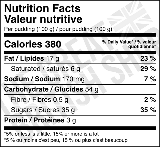 Mr Kipling Sticky Lemon Sponge Puddings - 2 Pack nutrition facts label / valeur nutritive