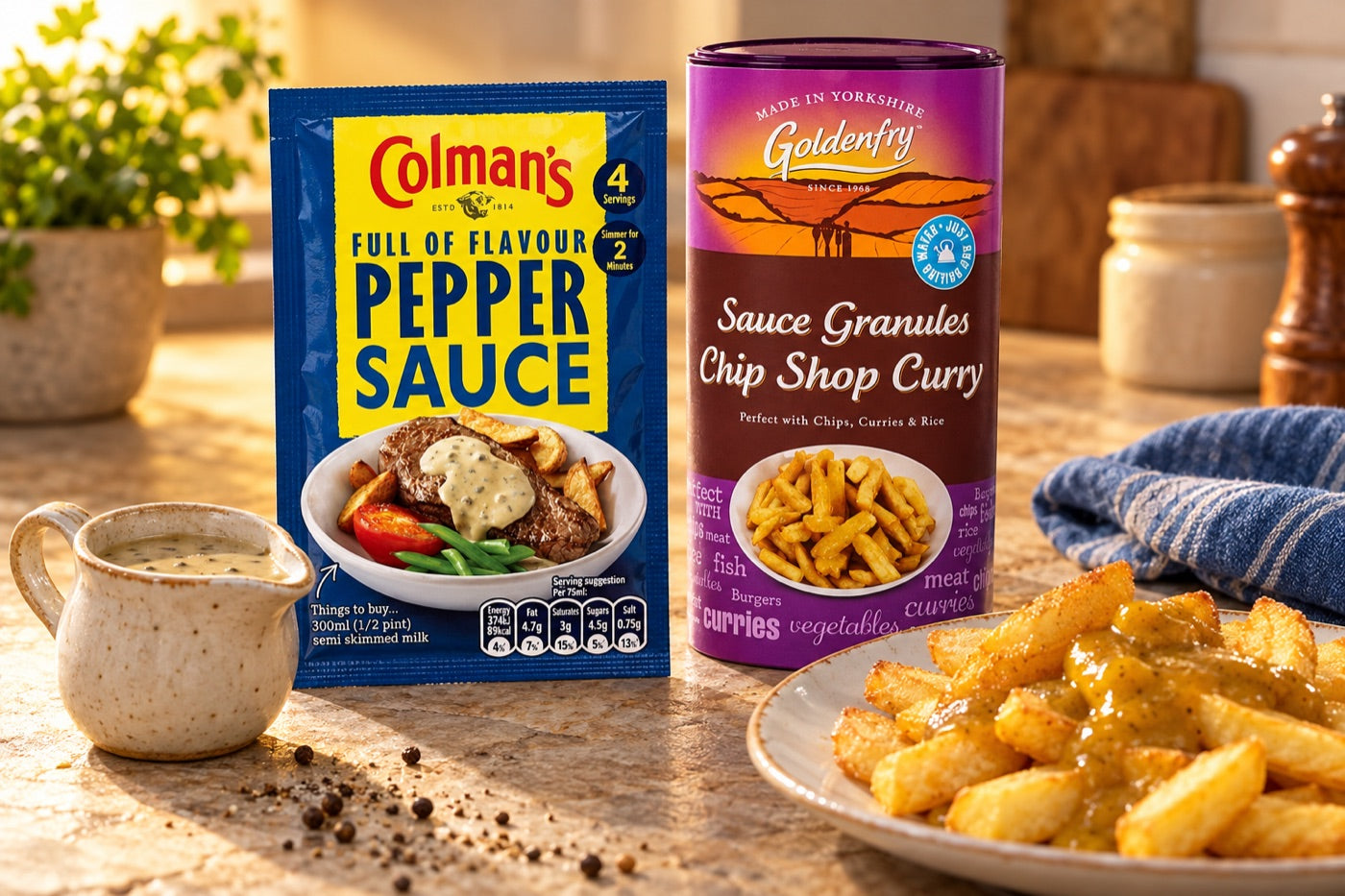 Pepper sauce, chip-shop curry and a little chocolate sit together in this Okanagan selection, drawn from real deliveries around the valley arranged as a styled kitchen scene