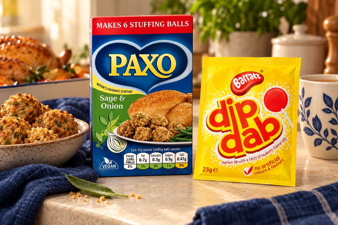 Paxo, spearmint, chocolate and Dip Dab give Regina a different route through the range, backed by the groceries delivered to the city arranged as a styled kitchen scene