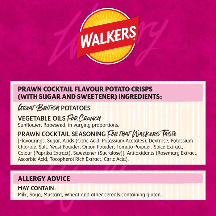 Walkers Crisps Prawn Cocktail - 6 pack