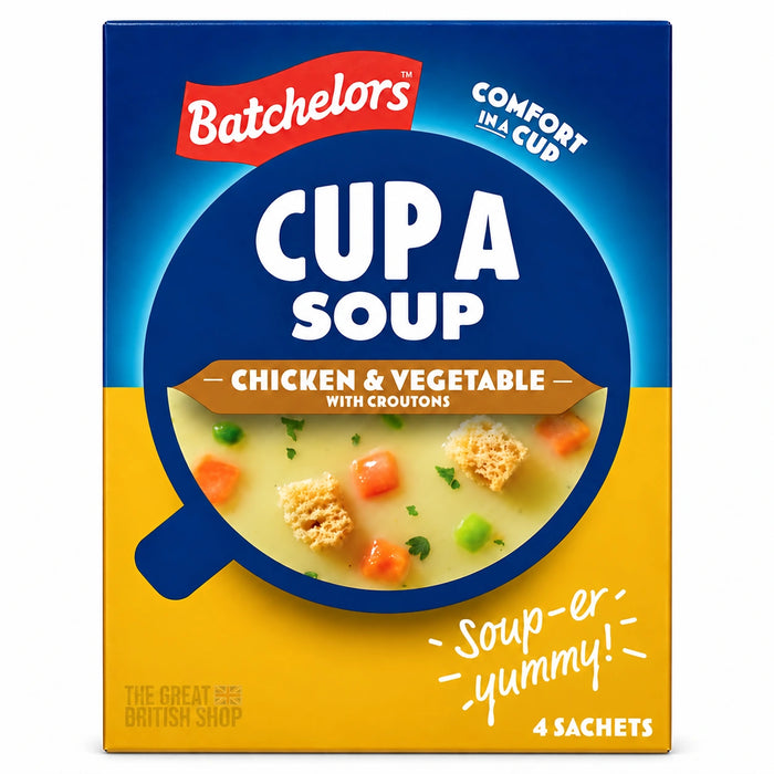 Batchelors Cup A Soup Chicken & Vegetable with Croutons - 4 Pack, front view of the product packaging