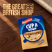 Batchelors Cup A Soup Cream of Mushroom with Croutons, 4 sachets, in a walnut flat lay with native Great British Shop wood inlay and an oatmeal felt edge.