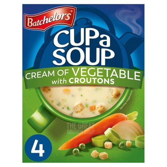 Batchelors Cup A Soup Cream Of Vegetable with Croutons - 4 Pack imported British grocery product available in Canada