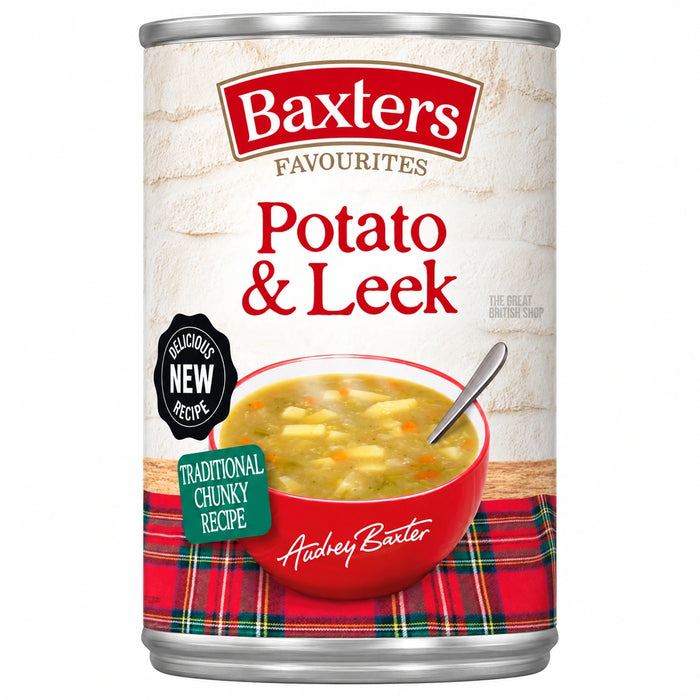 Baxters Potato & Leek Soup, front view of the product packaging