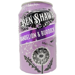 Ben Shaws Dandelion & Burdock 330ml: the purple can showing its front label design.