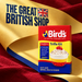 Bird’s Strawberry Trifle Kit, 141g, with The Great British Shop name pressed into custard-yellow paper over crimson linen.