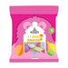 Bonds of London Flying Saucers 12g: pink pack front showing sweets through clear window.