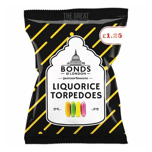 Bonds of London Liquorice Torpedos - 120g imported British grocery product available in Canada