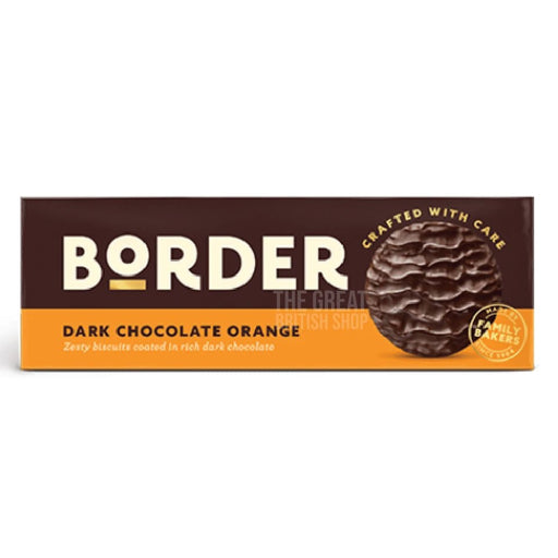 Border Dark Chocolate Orange Biscuits - 150g imported British grocery product available in Canada