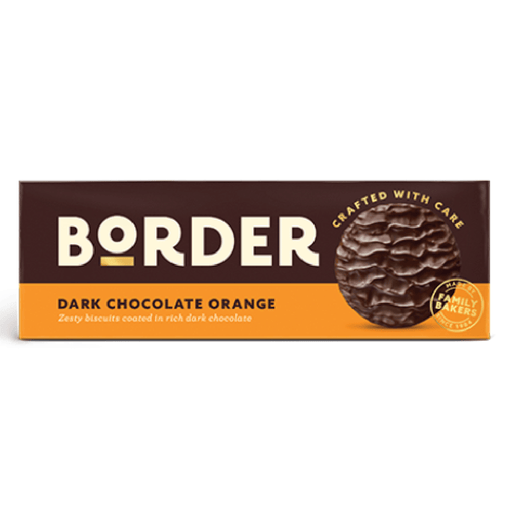Border Dark Chocolate Orange Biscuits - 150g imported British grocery product available in Canada