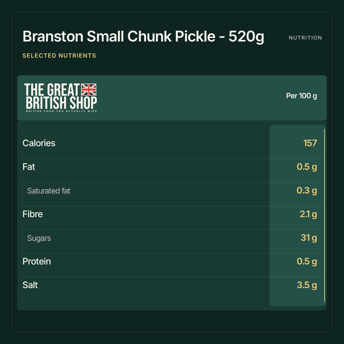 Branston Small Chunk Pickle - 520g imported British grocery product available in Canada