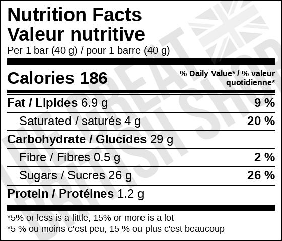 Cadbury Crunchie Bar - 40g imported British grocery product available in Canada