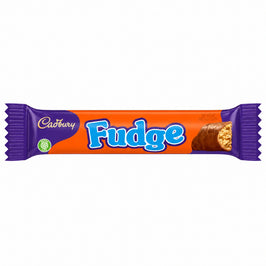 Cadbury Fudge 22g, orange and purple wrapper with a chocolate fudge-bar illustration.