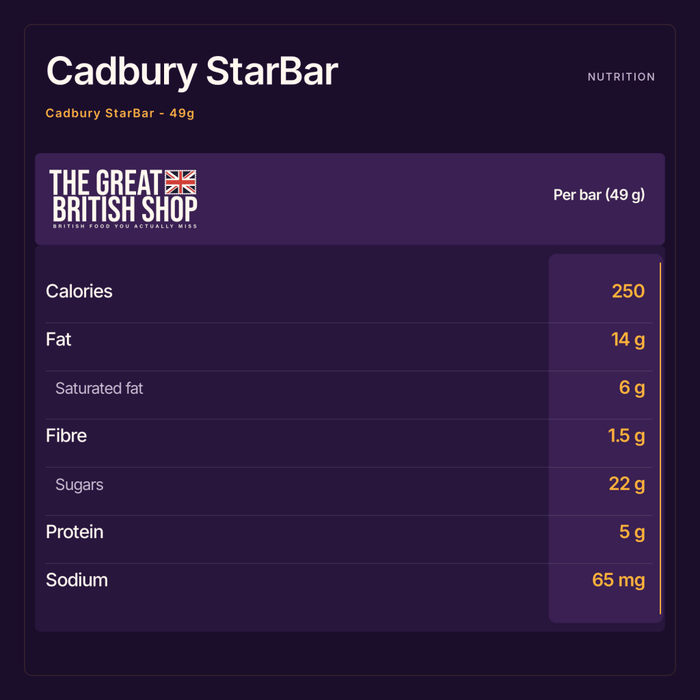 Cadbury StarBar - 49g imported British grocery product available in Canada