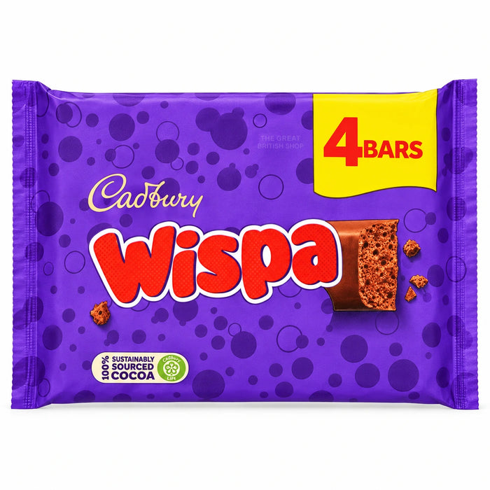 Cadbury Wispa 4 Pack - 94.8g, front view of the product packaging