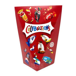 Celebrations Small Carton 185g: front of the red carton showing assorted wrapped chocolates.