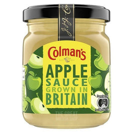 Colman's Bramley Apple Sauce 136g: the glass jar with black lid and green apple label.