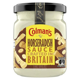 Colman's Horseradish Sauce 136g, front view of the original product packaging.