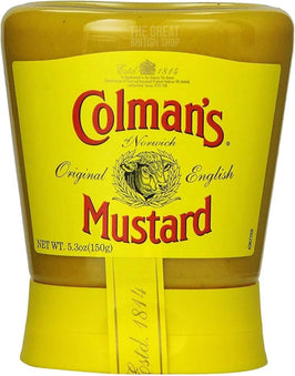 Colman's Squeezy Mustard 150g, front view of the original product packaging.
