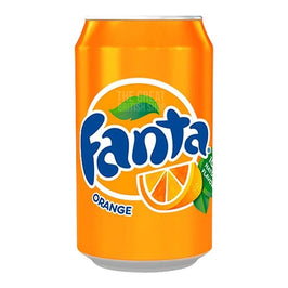 Fanta Orange 330ml: the front of the orange can with the logo and an orange slice graphic.