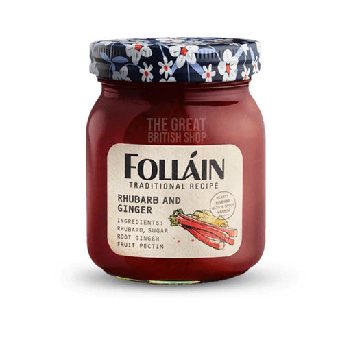 Follain Traditional Rhubarb & Ginger Jam - 370g imported British grocery product available in Canada