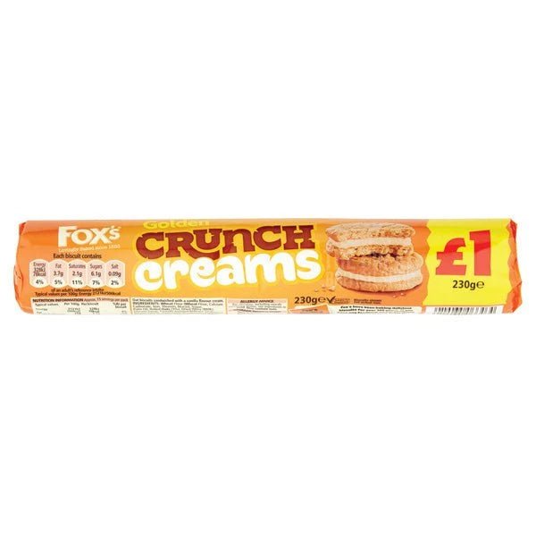 Fox's Golden Crunch Creams - 200g imported British grocery product available in Canada