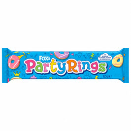 Fox's Party Rings 125g, front view of the original product packaging.