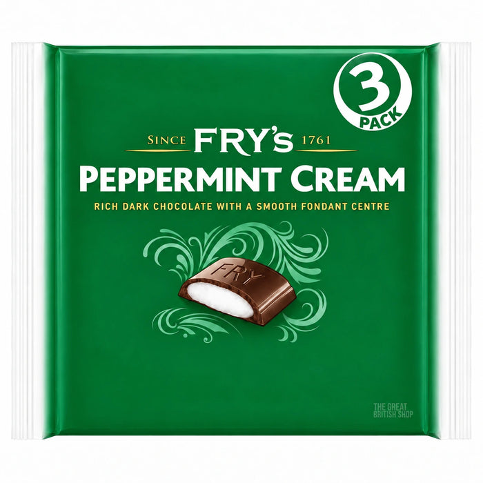 Fry’s Peppermint Cream 3 Pack, front view of the original product packaging.