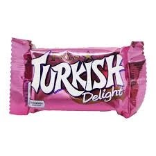Fry's Turkish Delight 51g, front of the wrapped bar showing the pink packaging and logo.