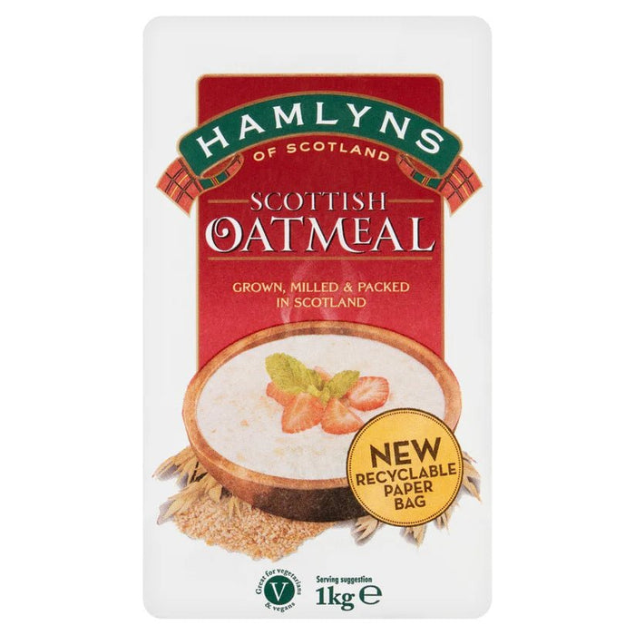 Hamlyns Scottish Oatmeal - 1kg imported British grocery product available in Canada