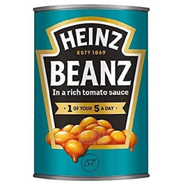 Heinz Beanz 415g: the front of the tin showing the label and beans image.
