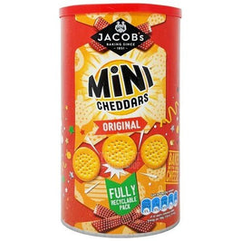 Jacob's Mini Cheddars Original 260g Christmas caddy, front view of the red festive pack
