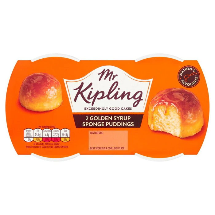 Kipling Sponge Puddings Golden Syrup - 2 Pack imported British grocery product available in Canada