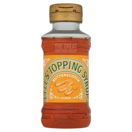 Lyle's Dessert Syrup Butterscotch 325g, the plastic squeezy bottle with gold cap and label.