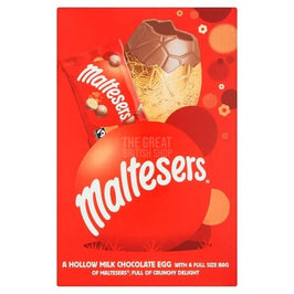 Maltesers Medium Egg 127g: front of the box showing the chocolate egg and bag of Maltesers.