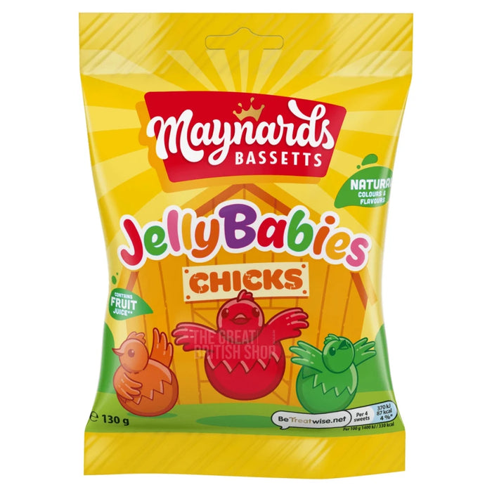 Maynards Bassetts Jelly Babies Chicks - 130g imported British grocery product available in Canada