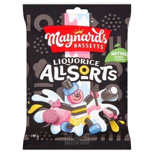 Maynards Bassetts Liquorice Allsorts - 165g imported British grocery product available in Canada