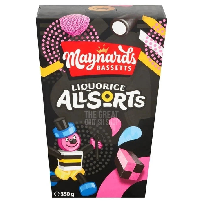 Maynards Bassetts Liquorice Allsorts Carton - 350g imported British grocery product available in Canada