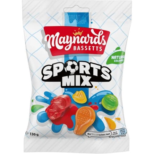 Maynards Bassetts Sports Mix - 130g imported British grocery product available in Canada
