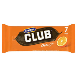 McVitie's Club Orange 154g: front of the pack showing 7 bars and an orange slice.