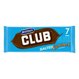 McVitie's Club Salted Caramel 154g: front of the 7 bar multipack showing the wrapper design.