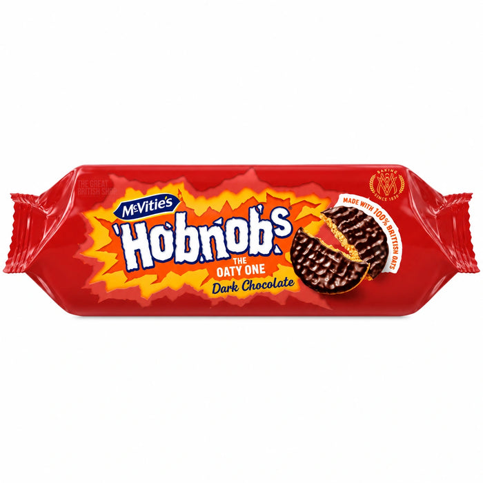 McVitie's Hobnob's Dark Chocolate - 262g, front view of the product packaging