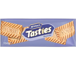 McVities Tasties Shortcakes 150g: front of the pack showing shortcake biscuits.