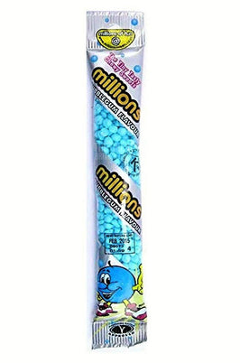 Millions Bubblegum Flavour 55g: the front of the tube showing the blue sweets inside.