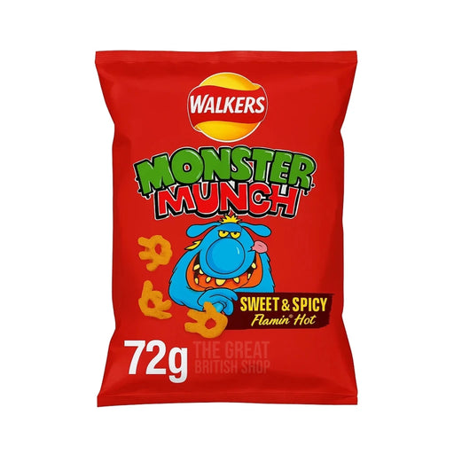 Monster Munch Big Bag Flamin' Hot - 72g imported British grocery product available in Canada