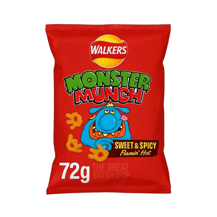 Monster Munch Big Bag Flamin' Hot - 72g imported British grocery product available in Canada