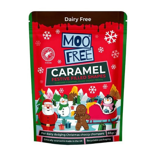 Moo Free Gluten & Dairy Free Festive Caramel Filled Shapes - 65g | British Store Online | The Great British Shop
