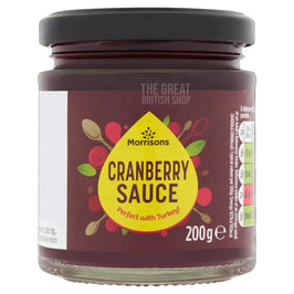 Morrisons Cranberry Sauce 200g, jar with black lid and label facing front