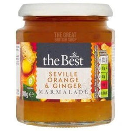 Morrisons Orange & Ginger Marmalade 340g, front of the jar with white lid.